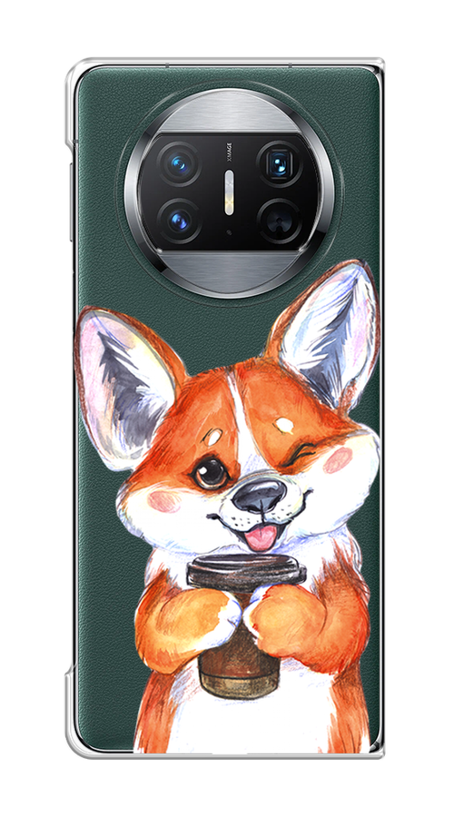 

Чехол на Huawei Mate X3 "Корги с кофе", Оранжевый;белый, 6122450-1