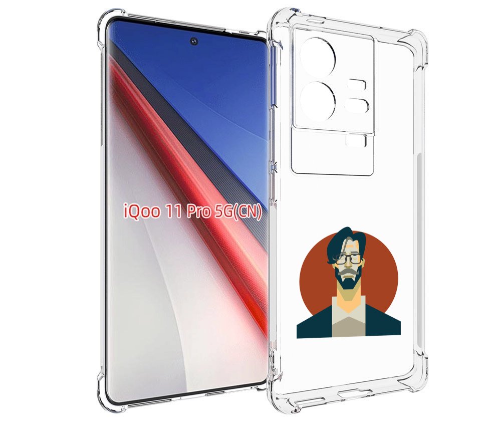 

Чехол бампер MyPads мужичек-в-очках для Vivo iQOO 11 Pro противо..., Прозрачный, Tocco
