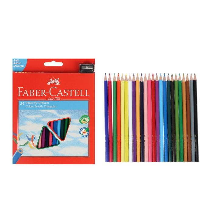 

Карандаши 24 цвета Faber-Castell Eco трехгранные с точилкой, картонная коробка