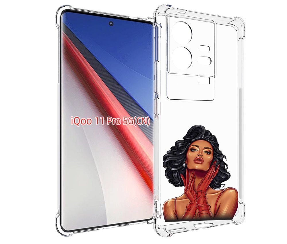 

Чехол бампер MyPads мулатка-в-перчатках женский для Vivo iQOO 11..., Прозрачный, Tocco