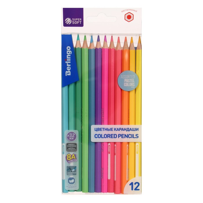 

Карандаши 12 цветов SuperSoft. Paste, Разноцветные