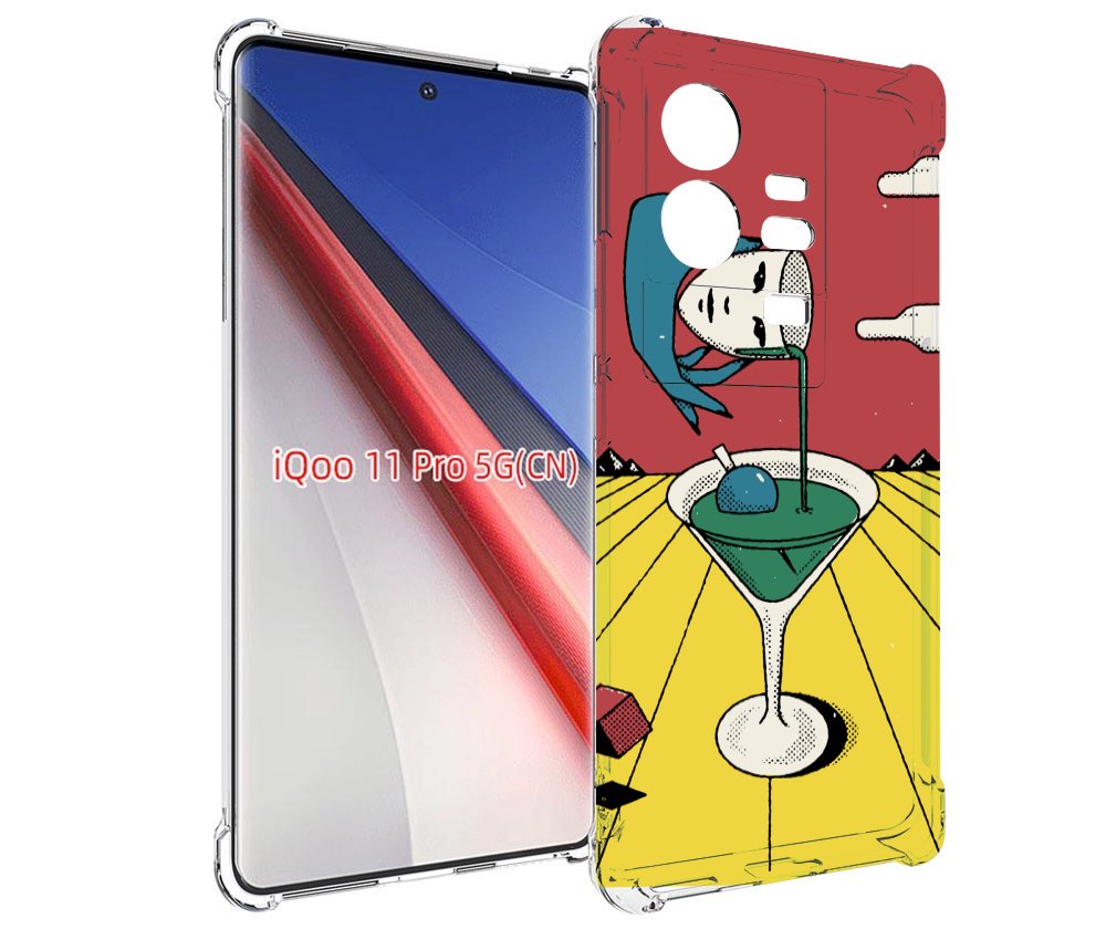 

Чехол бампер MyPads необычный напиток для Vivo iQOO 11 Pro проти..., Прозрачный, Tocco