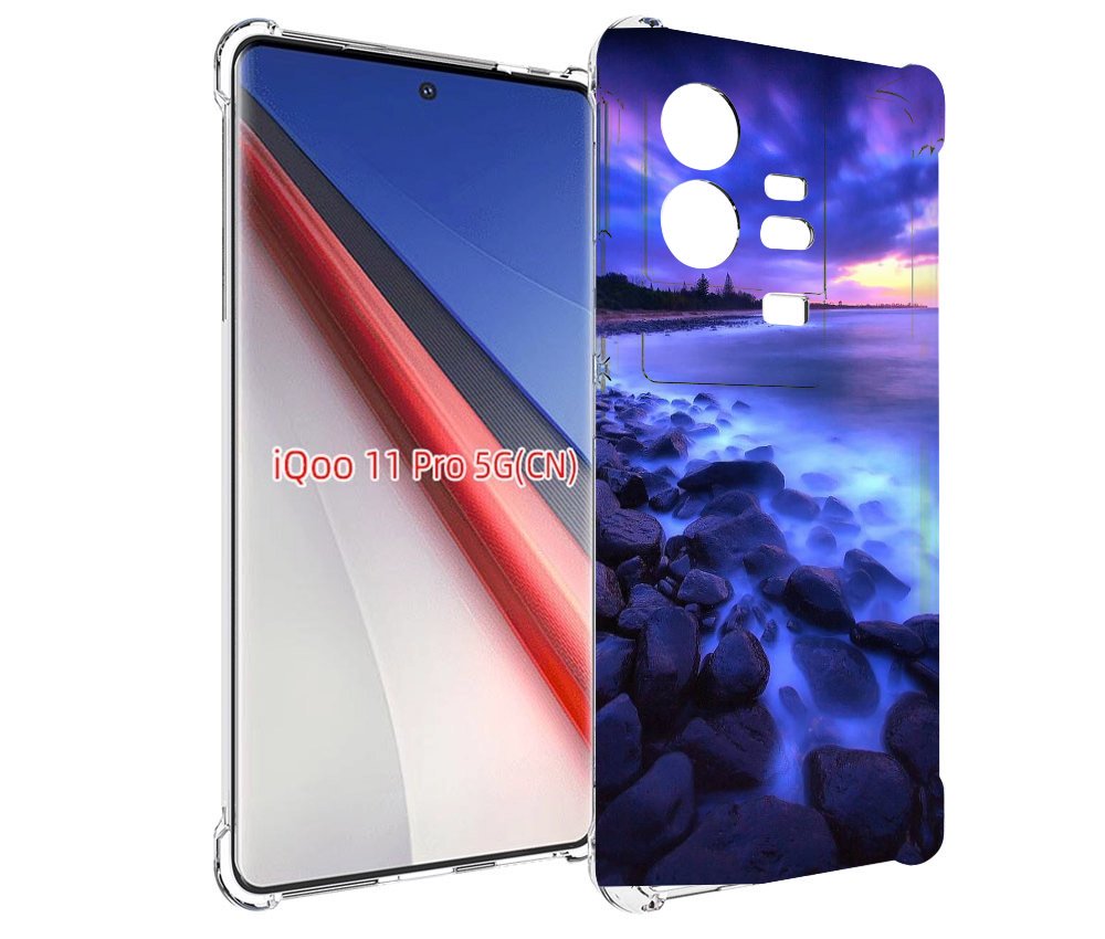 

Чехол бампер MyPads неоновый берег для Vivo iQOO 11 Pro противоу..., Прозрачный, Tocco