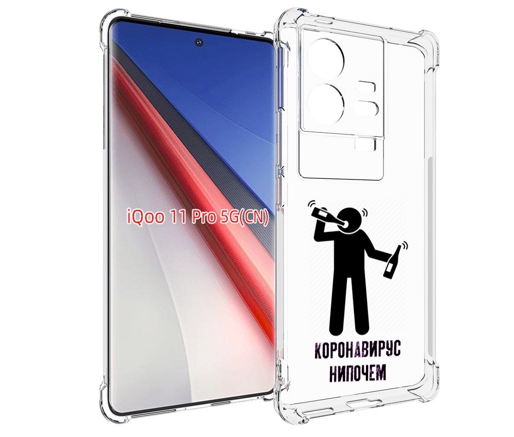 

Чехол бампер MyPads нипочем-коронавирус для Vivo iQOO 11 Pro про..., Прозрачный, Tocco