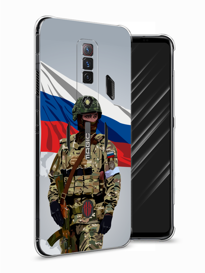 

Чехол Awog на ZTE Nubia Red Magic 7S "Солдат с флагом", Белый;синий;красный;зеленый, 136350-1