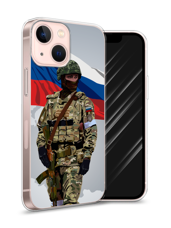 

Чехол Awog на Apple iPhone 13 mini "Солдат с флагом", Белый;синий;красный;зеленый, 14150-1
