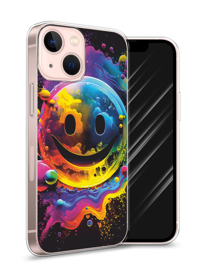 

Чехол Awog на Apple iPhone 13 mini "Кислотный смайл", Фиолетовый;желтый;синий, 14150-1
