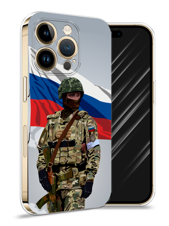 

Чехол Awog на Apple iPhone 14 Pro Max "Солдат с флагом", Белый;синий;красный;зеленый, 15050-1