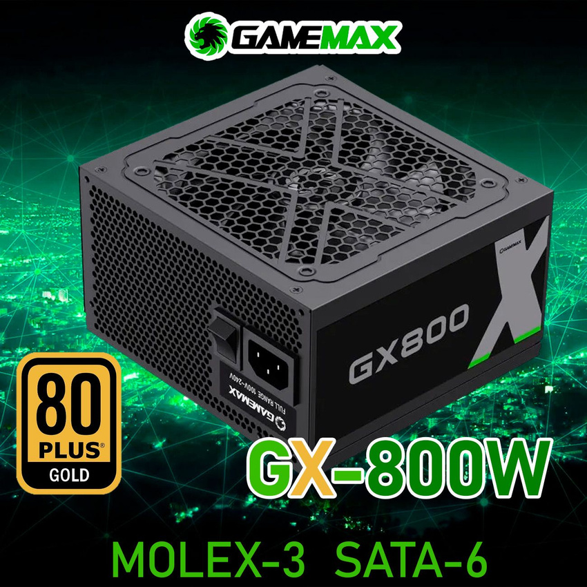 

Блок питания GAMEMAX GX-800, Чёрный, GX-800