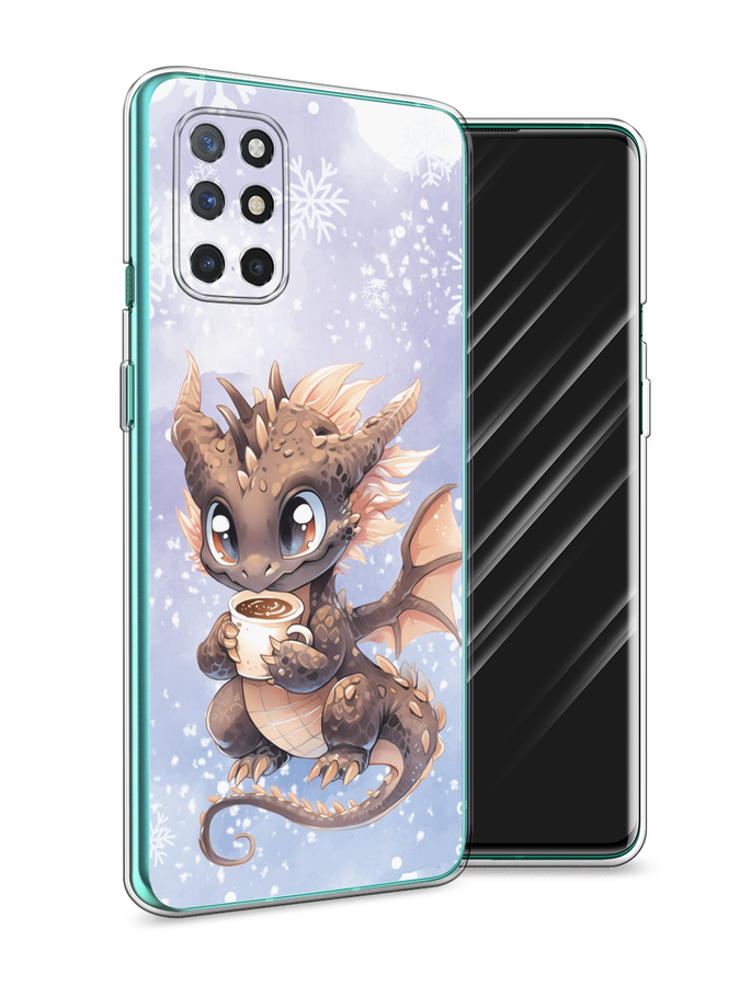 

Чехол Awog на OnePlus 8T "Дракончик с кружкой тёмный", Бежевый;розовый;серый, 151150-1