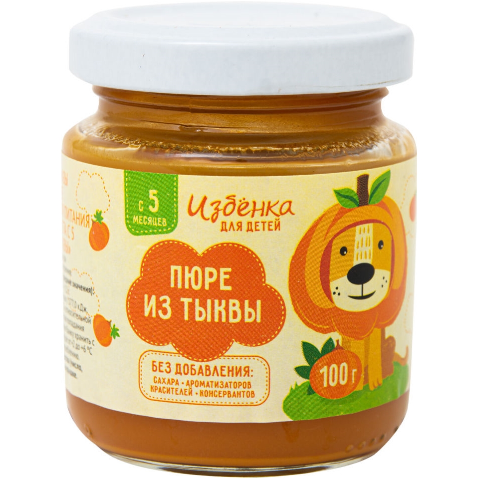 

Пюре ВкусВилл из тыквы с 5 месяцев 100 г, 1 шт., из тыквы