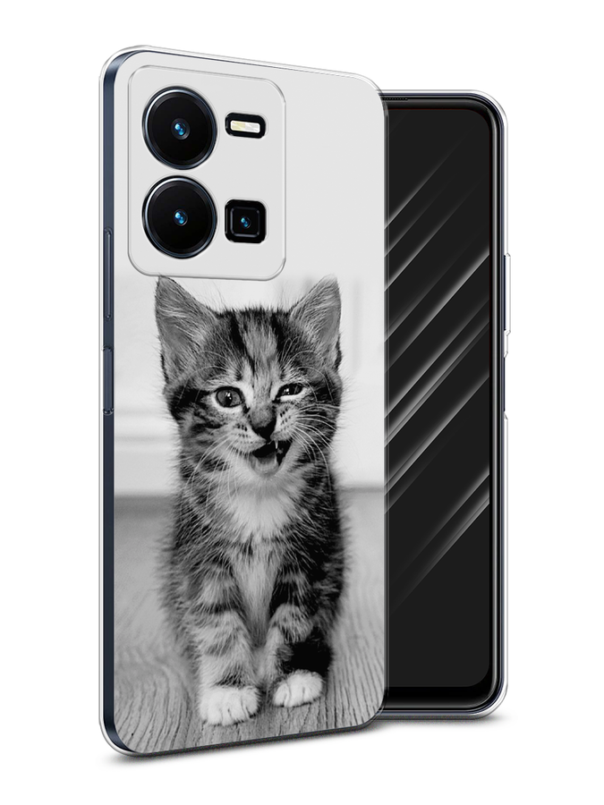 

Чехол Awog на Vivo Y35 4G / Виво Y35 4G "Подмигивающий котенок", Черный;серый