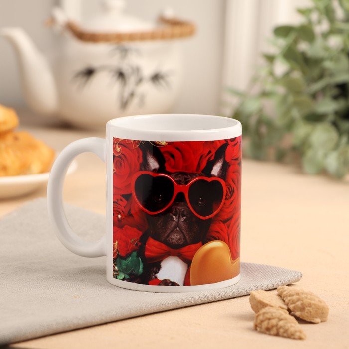 

с сублимацией "Лишь для тебя" розы, собака, 320 мл