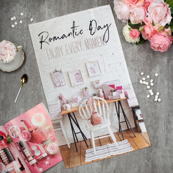 

Полотенце Этель Romantic day 40х73 , 100% хл, саржа 190 гр/м2, Серый