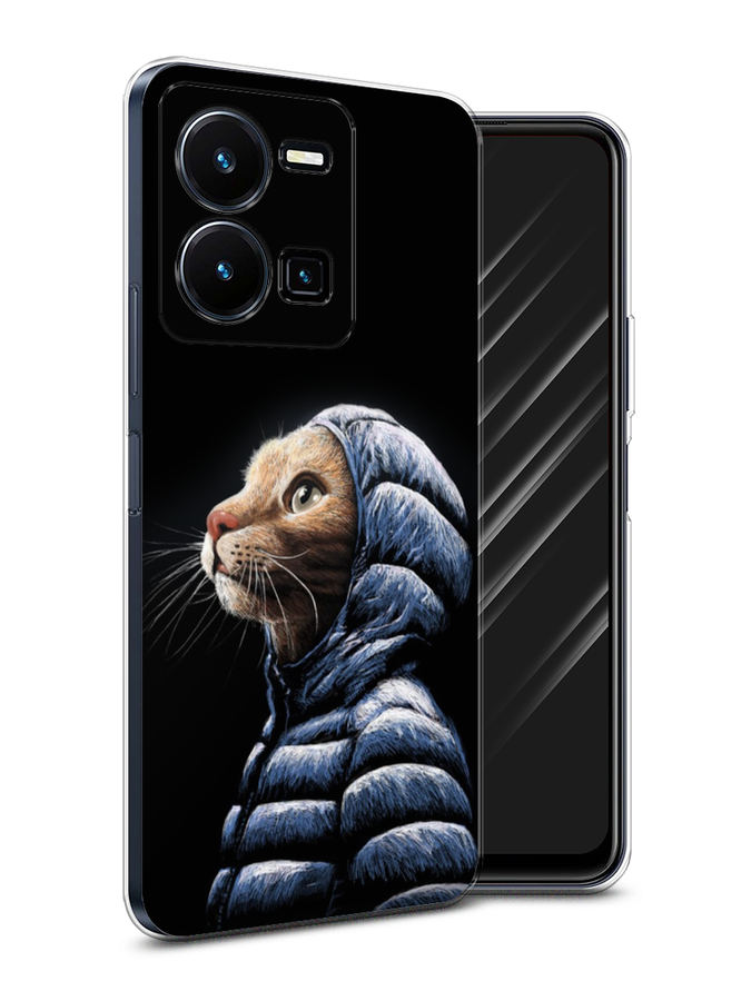 

Чехол Awog на Vivo Y35 4G / Виво Y35 4G "Кот в капюшоне", Черный;бежевый;синий