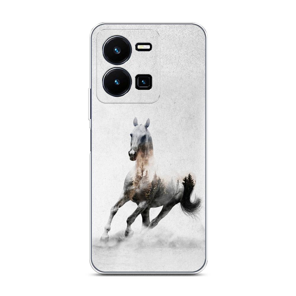 

Чехол Awog на Vivo Y35 4G / Виво Y35 4G "Лошадь лес", Серый;черный