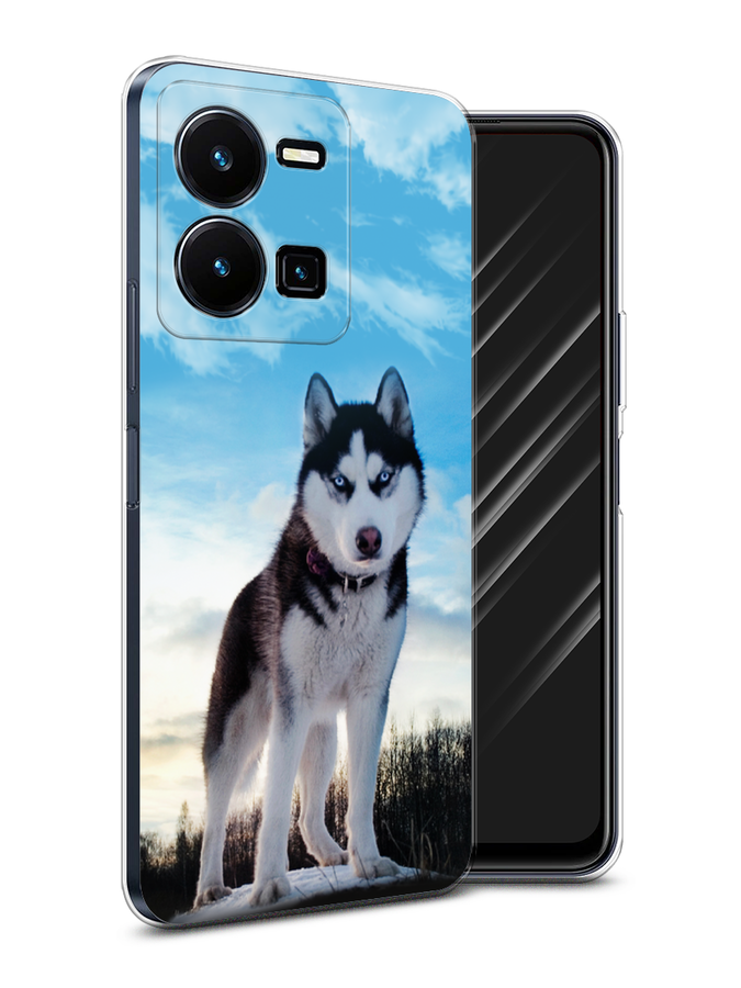 

Чехол Awog на Vivo Y35 4G / Виво Y35 4G "Хаски 3", Белый;черный;голубой