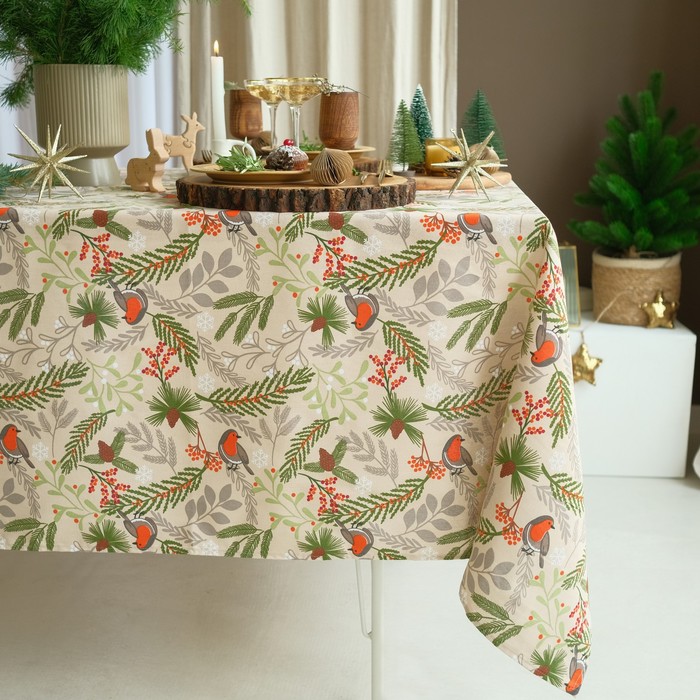 

Скатерть Доляна Bullfinch 149х110 , 100% хл, рогожка 164 г/м2, Бежевый, Olives
