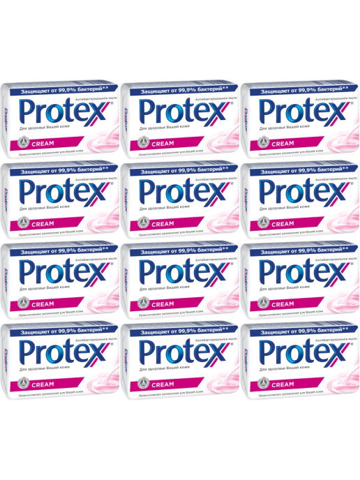 фото Туалетное антибактериальное мыло protex cream 90г, 12 штук