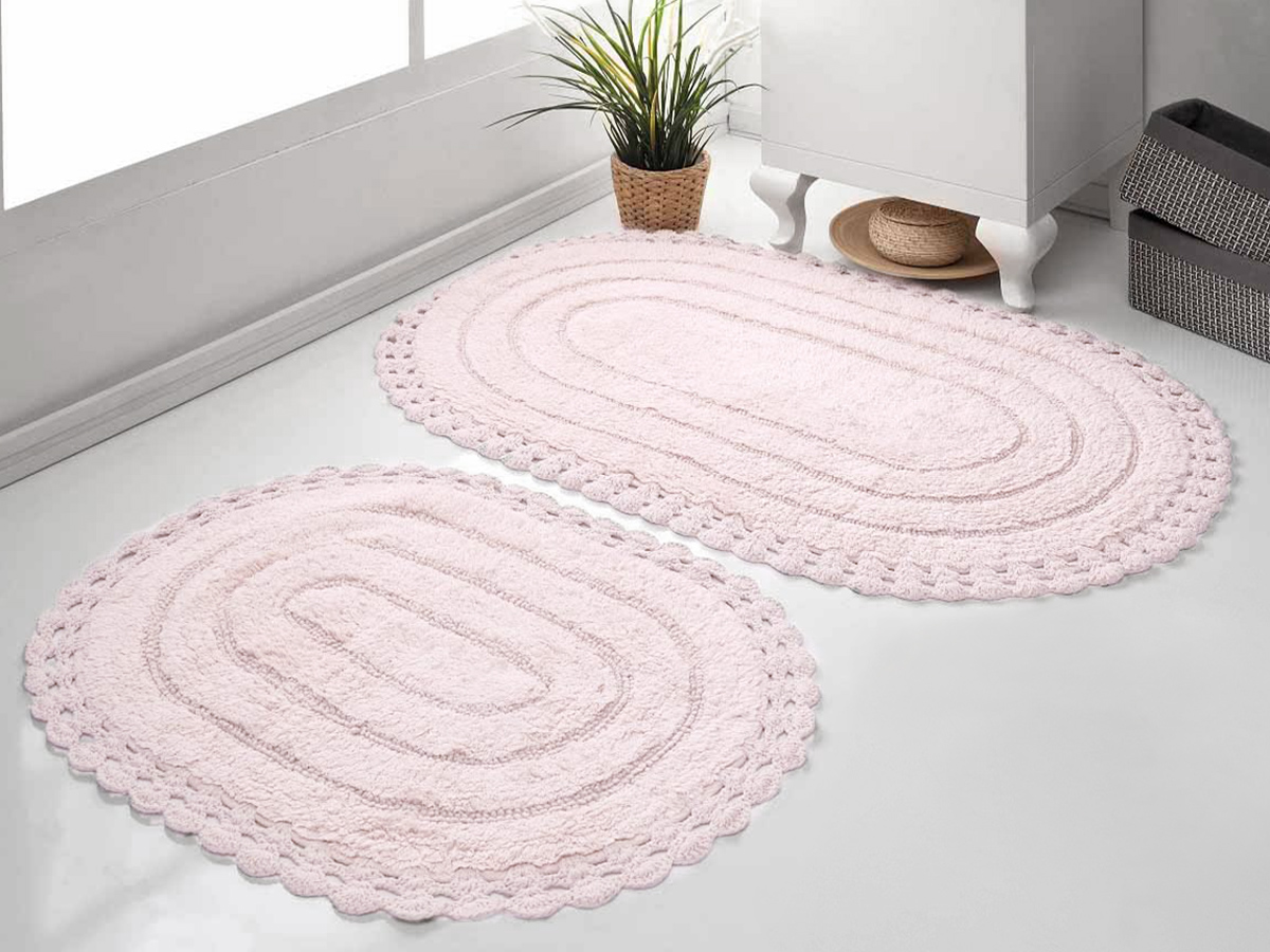 фото Набор ковриков для ванной "karna" кружевной yana 60x100 + 50x70 см - пудра modalin