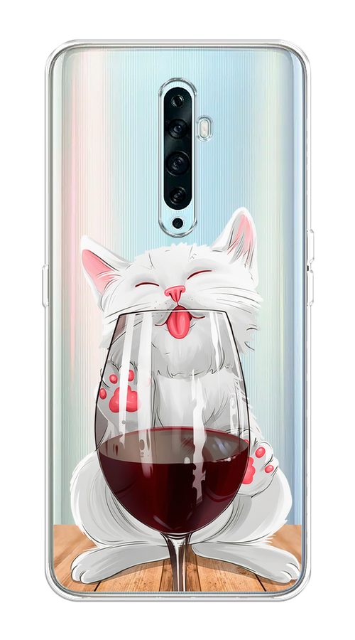 

Чехол на Oppo Reno 2Z "Кот с бокалом", Прозрачный;белый;красный, 251850-1