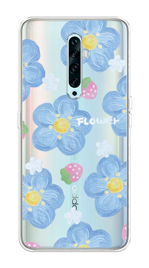 

Чехол на Oppo Reno 2Z "Цветы и клубники", Прозрачный;голубой;белый, 251850-1