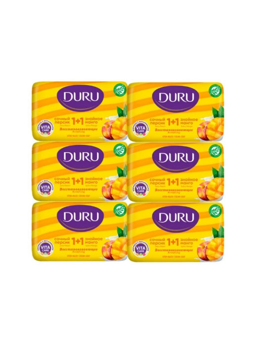 Мыло туалетное Duru softsens 1+1 Персик-Манго 80г, 6 шт