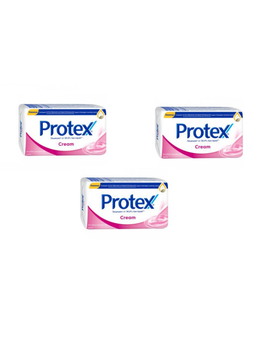 фото Туалетное антибактериальное мыло protex cream 150г, 3 штуки