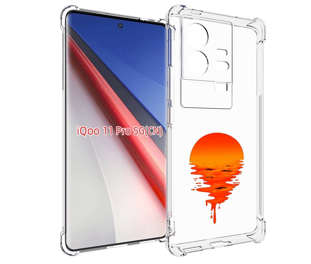 

Чехол бампер MyPads оранжевый закат на воде для Vivo iQOO 11 Pro..., Прозрачный, Tocco