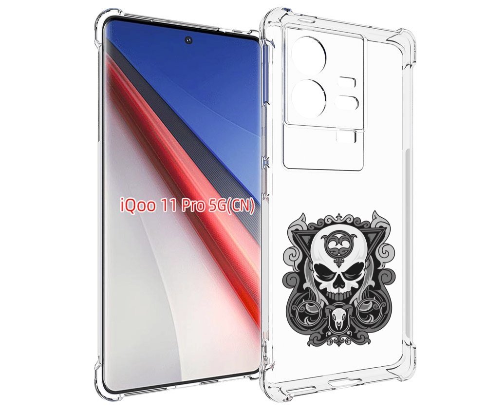 

Чехол бампер MyPads орнамент-на-черепе для Vivo iQOO 11 Pro прот..., Прозрачный, Tocco