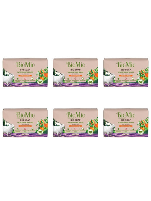 фото Туалетное мыло biomio bio-soap ru-cis(20), апельсин, лаванда и мята, 90 г, 6 штук