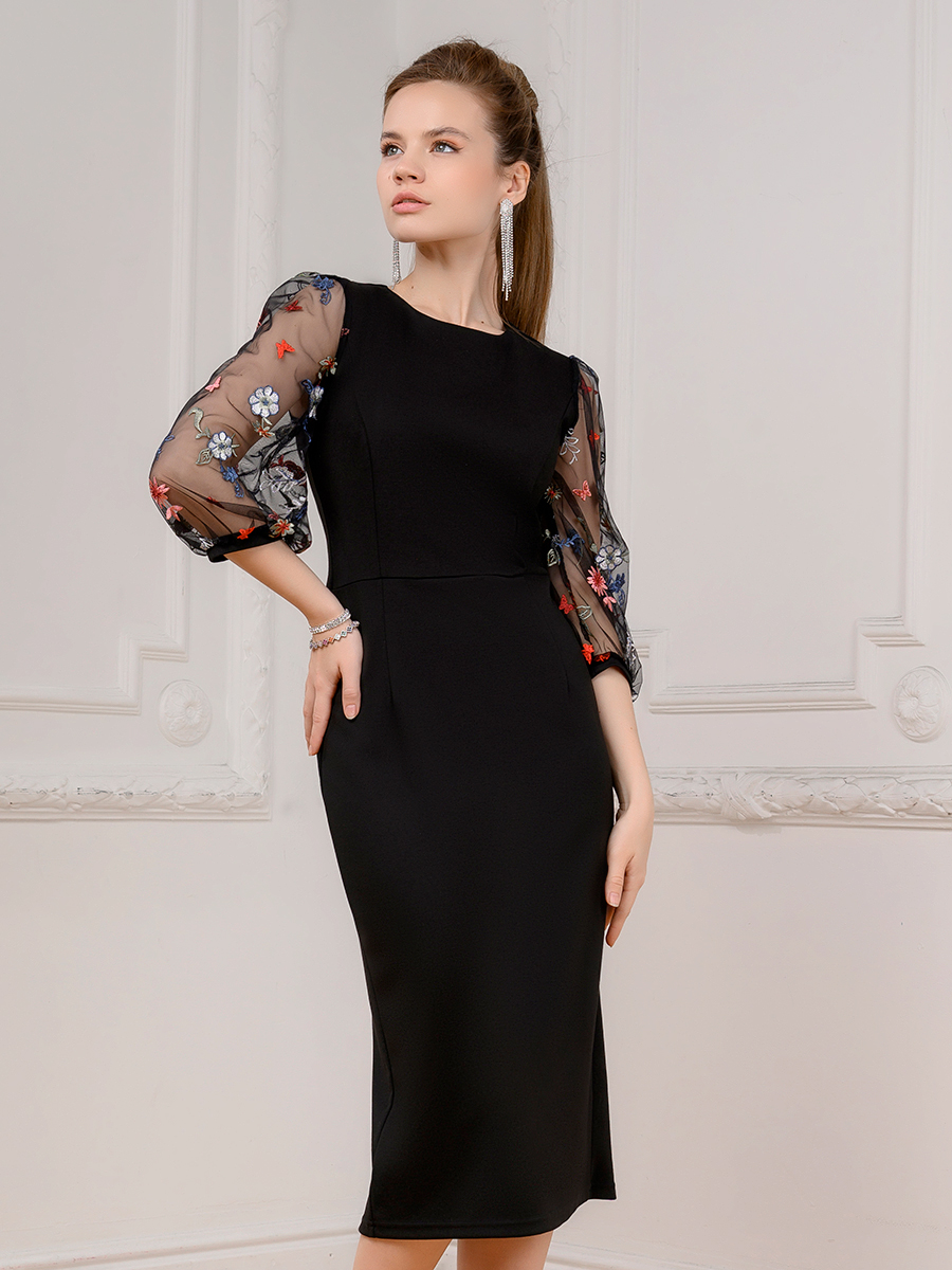 

Платье женское 1001dress 0132101-02218 черное 42 RU, Черный, 0132101-02218