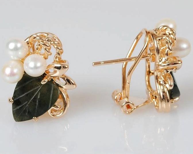 

Серьги из ювелирного сплава Lotus Jewelry 48E-48fwp-ja, жемчуг искусственный/нефрит, 48E-48fwp-ja