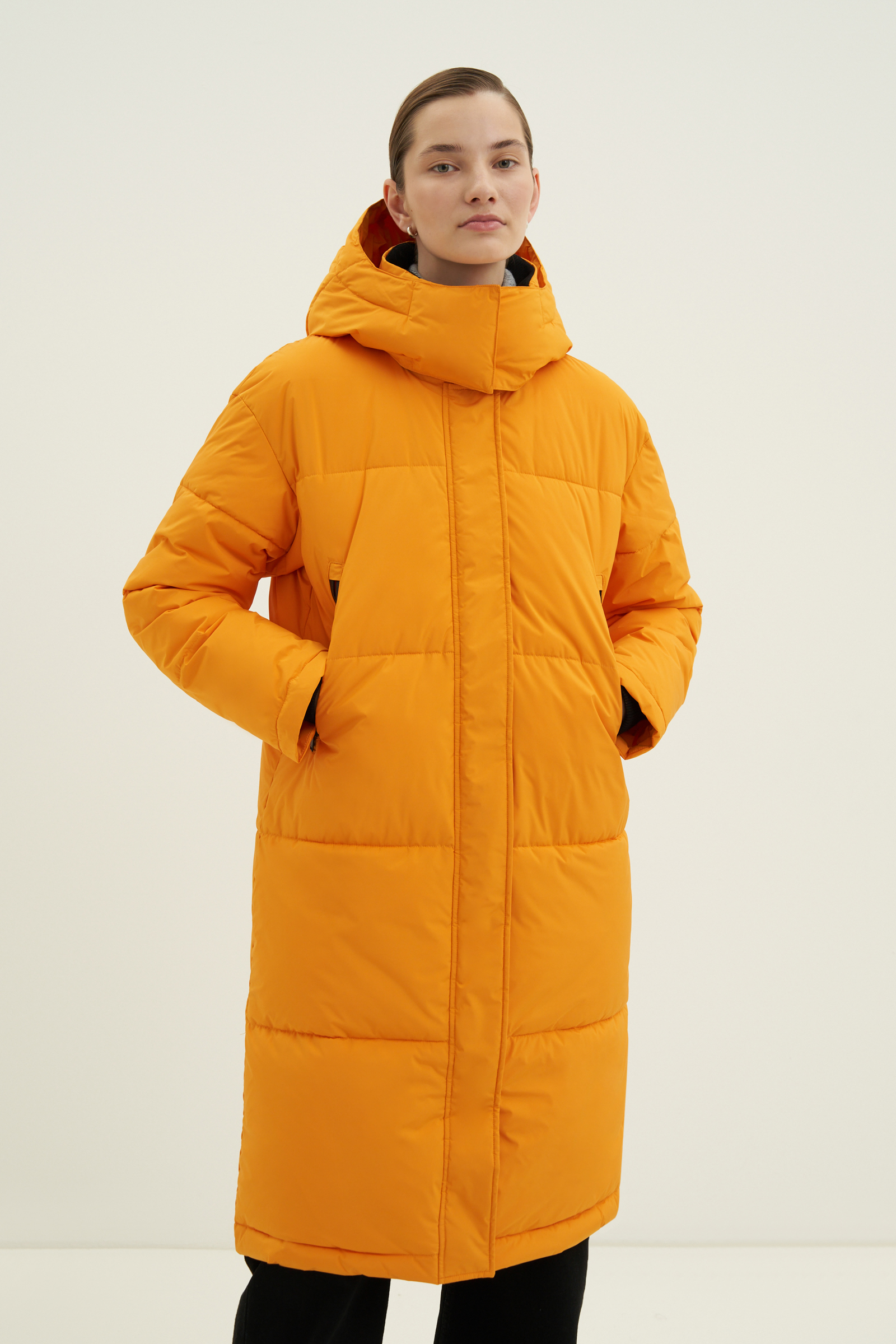 Пальто женское Finn Flare FWC11046 оранжевое M