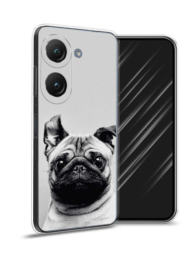 

Чехол Awog на Asus ZenFone 9 "Ушастый мопс", Серый, 44850-1