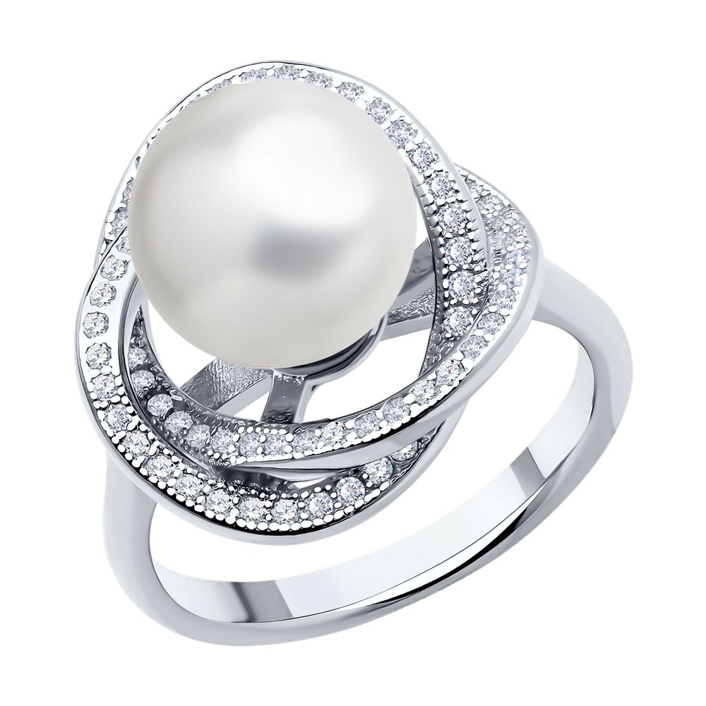 

Кольцо из серебра р. 16,5 SOKOLOV 92014480-91, фианит\жемчуг культивированный, 92014480-91