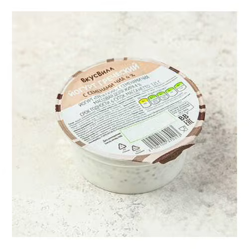 

Йогурт греческий ВкусВилл с семенами чиа 4% БЗМЖ 125 г