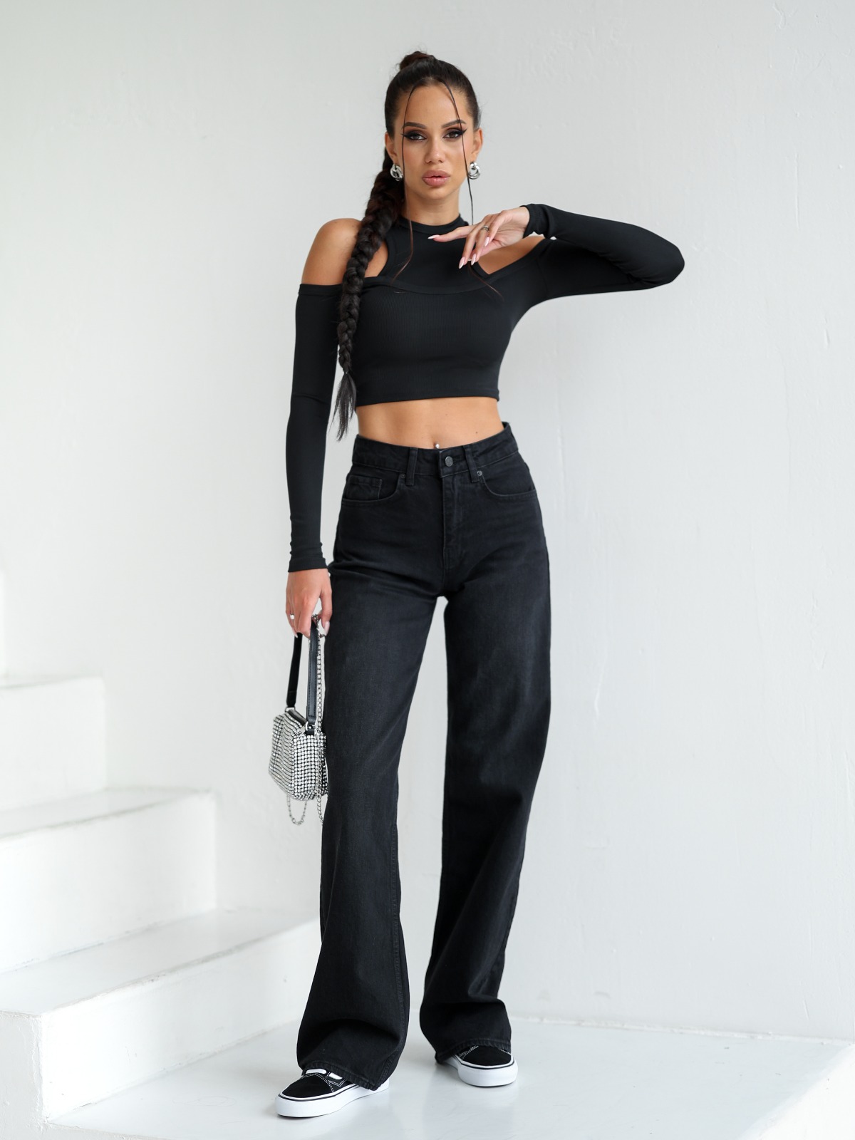 

Джинсы женские CRACPOT 1209 черные 29, Черный, 1209