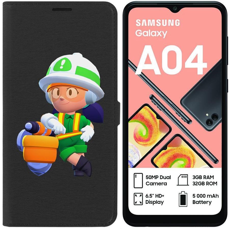 

Чехол-книжка Eco для Samsung Galaxy A04 (A045) Brawl Stars-Строительница Джеки (черный)