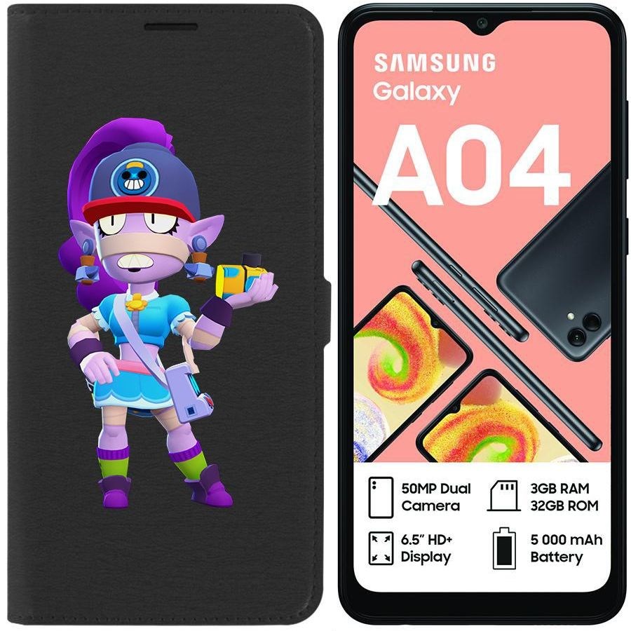 

Чехол-книжка Eco для Samsung Galaxy A04 (A045) Brawl Stars-Суперфанатка Эмз (черный)