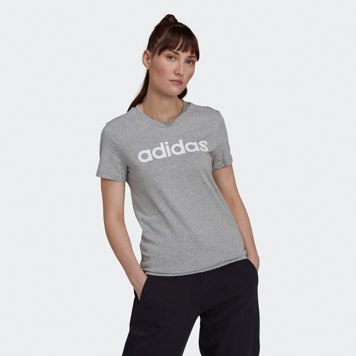 Футболка Adidas для женщин, HL2053, размер L, серо-белая-83F7