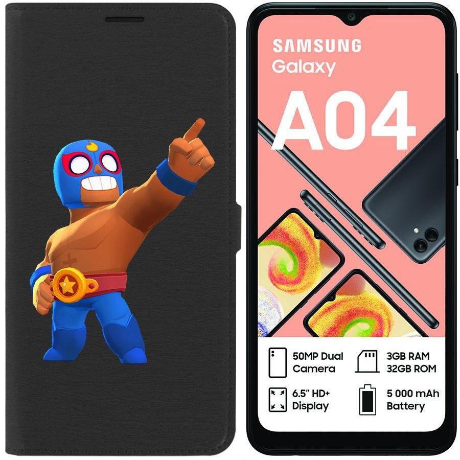 

Чехол-книжка Eco для Samsung Galaxy A04 (A045) Brawl Stars-Эль Примо (черный)