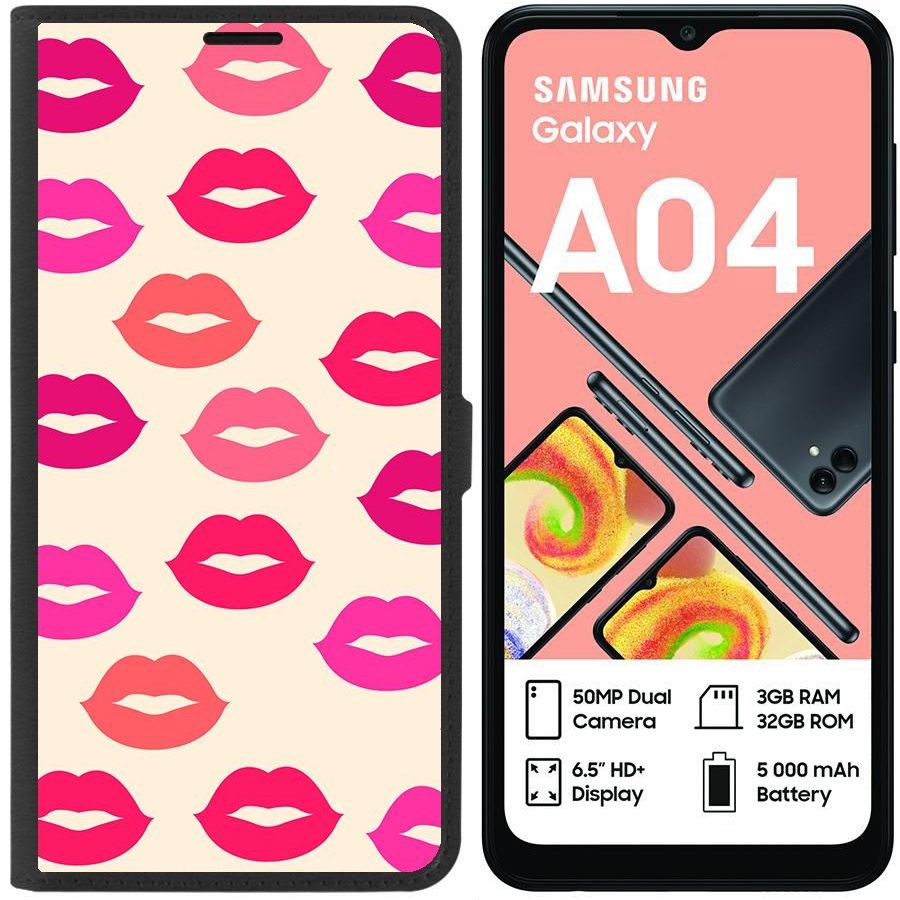 

Чехол-книжка Eco для Samsung Galaxy A04 (A045) Губы паттерн 1 (черный)