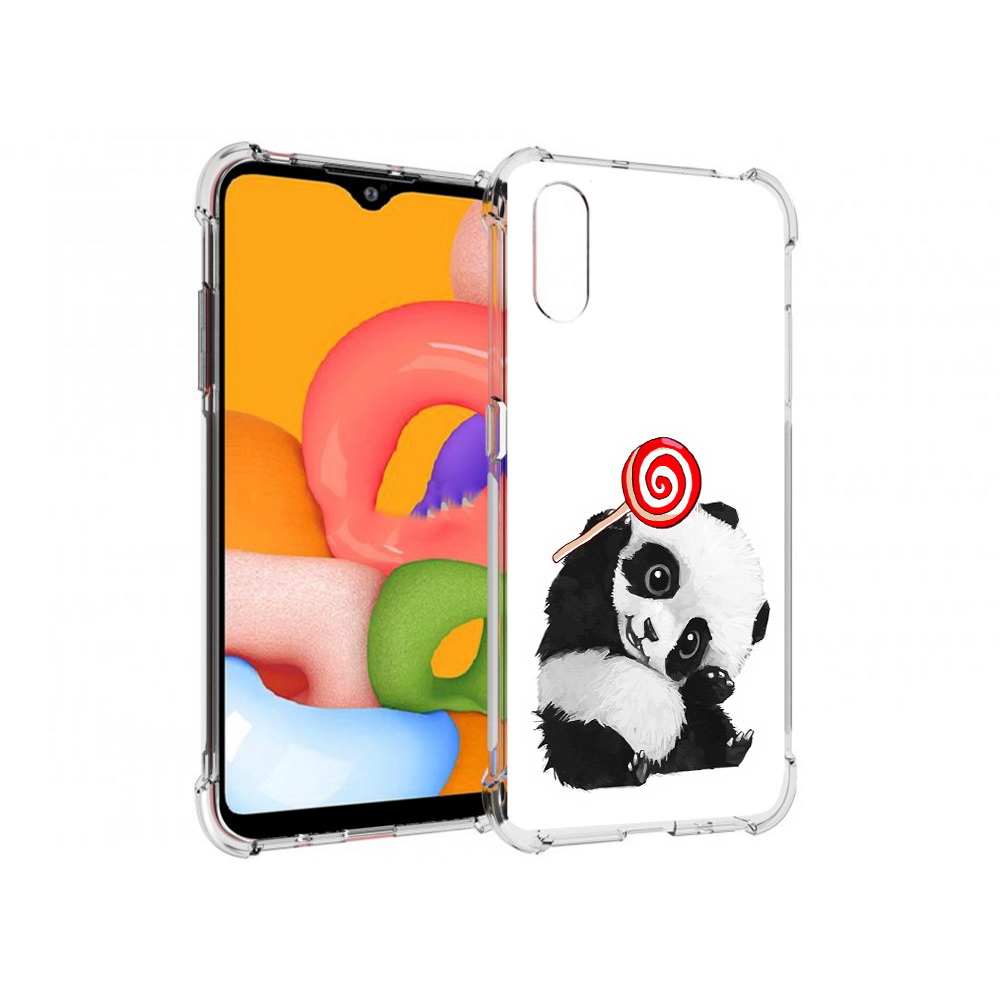 

Чехол MyPads Tocco для Samsung Galaxy A01 панда с леденцом (PT144711.509.534), Прозрачный, Tocco