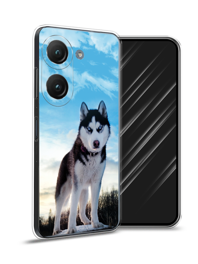 

Чехол Awog на Asus ZenFone 9 "Хаски 3", Белый;черный;голубой, 44850-2