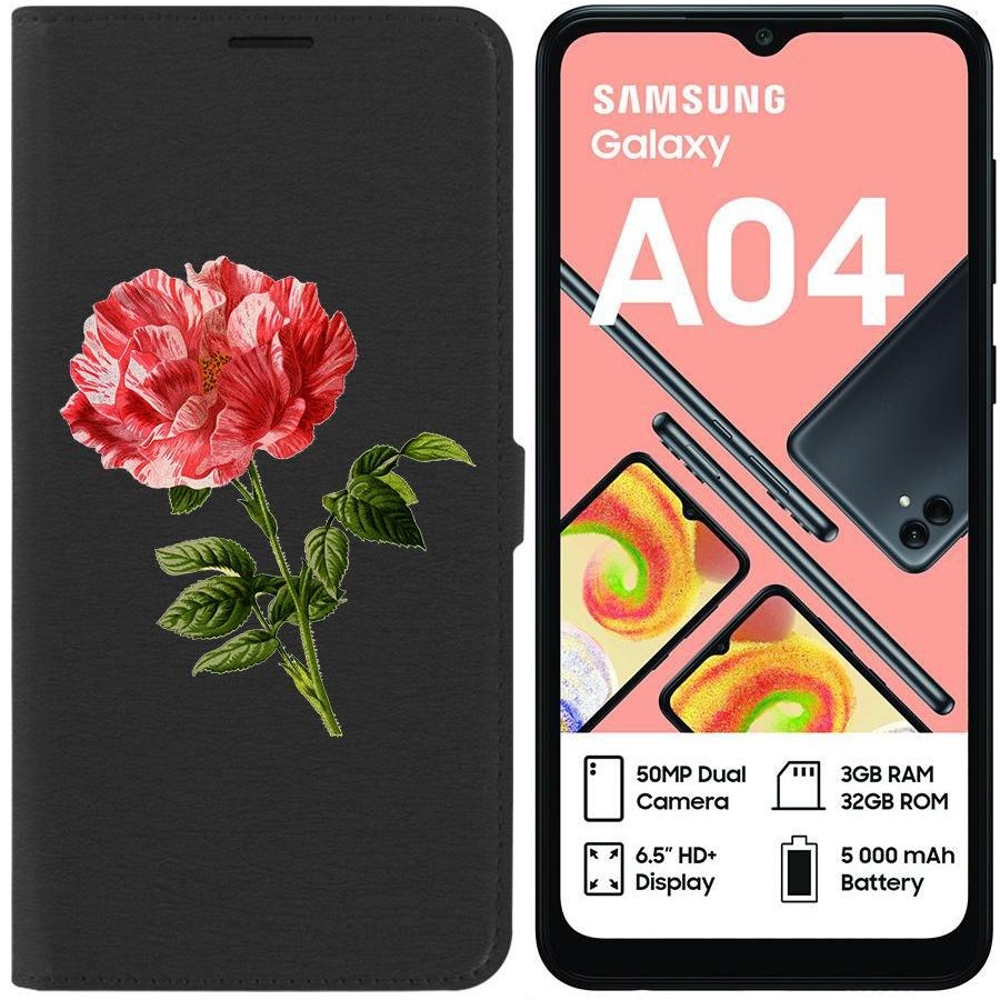 

Чехол-книжка Eco для Samsung Galaxy A04 (A045) Рисованная роза (черный)