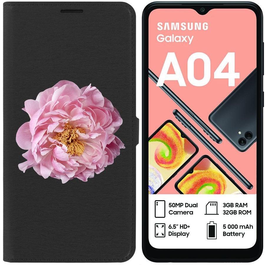 

Чехол-книжка Eco для Samsung Galaxy A04 (A045) Розовый пион (черный)