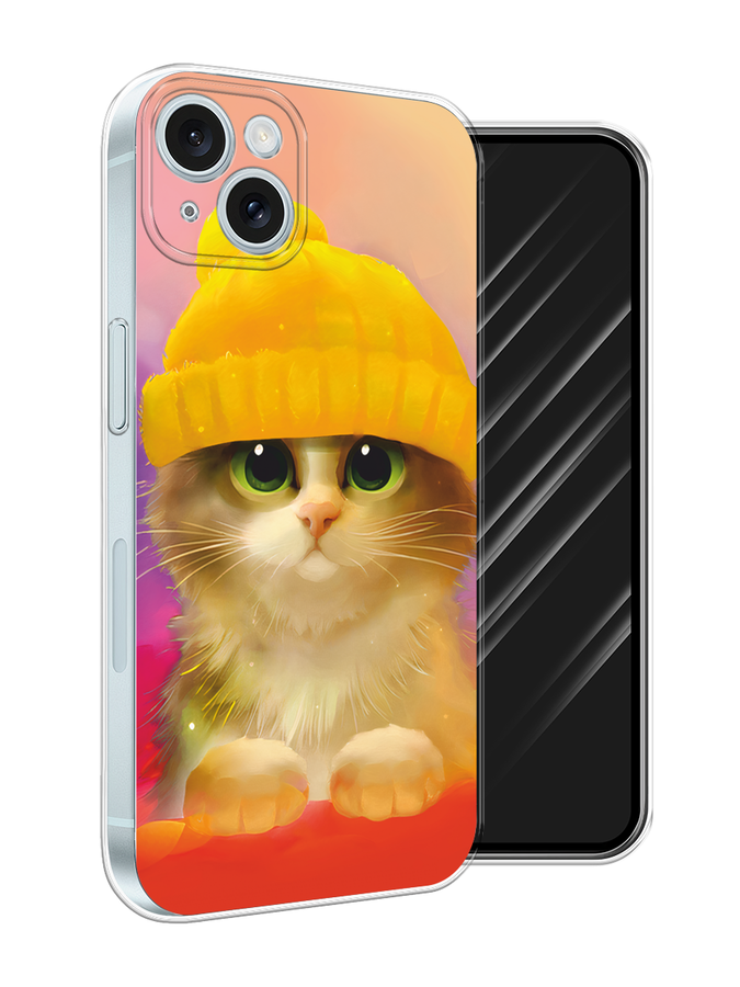 

Чехол Awog на Apple iPhone 15 Plus "Котенок в желтой шапке", Желтый, 15650-1