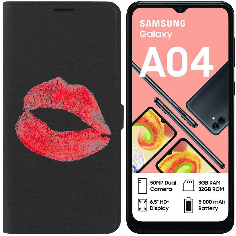 

Чехол-книжка Eco для Samsung Galaxy A04 (A045) След помады (черный)
