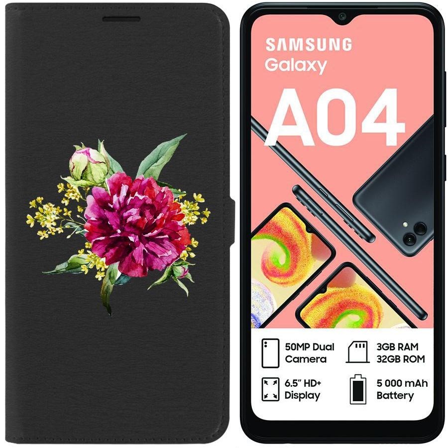 

Чехол-книжка Eco для Samsung Galaxy A04 (A045) Цветочная акварель (черный)